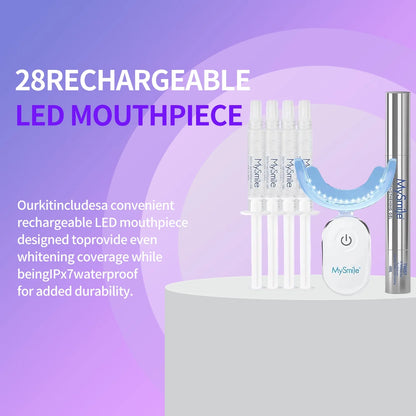 Ultimate Teeth Whitening Kit with 28 LED Light, 4X 3ML 35%CP Teeth Whitening Gel, 1X 4ML Teeth Whitening Pen, 10 Min, Remove 10 Years of Stains